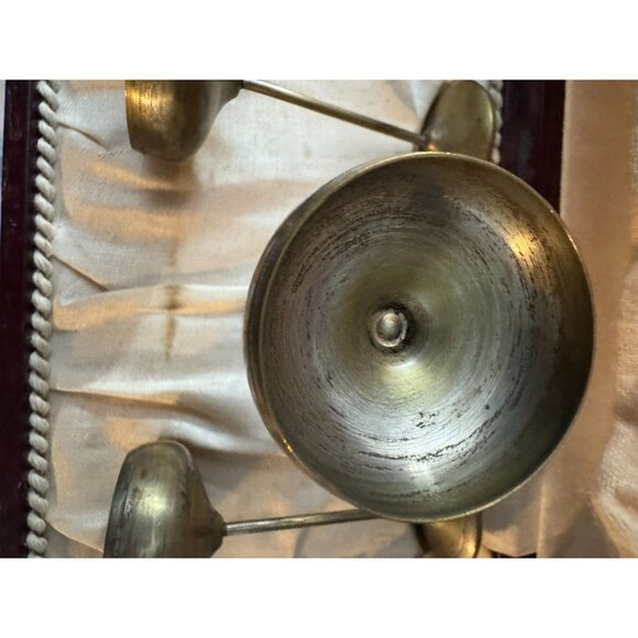 Brass Cordial Goblet Set Of 6 With Case & Stanley Silver Polishing Cloth Vintage - Picture 4 of 6